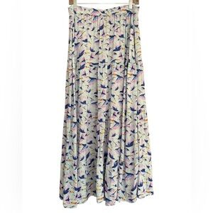 Briton Court Birds in Flight Flowy Maxi Skirt Waist Tie Bohemian Sz XS